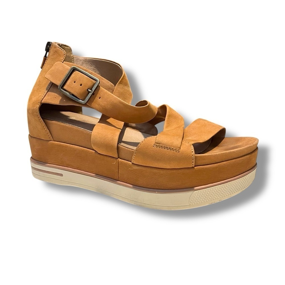 Eileen Fisher Platform Sandals Tan Strappy Open Toe Womens 9 Summer